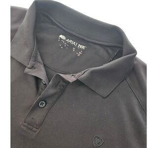 Ariattek Mens Black Short Sleeve Polo Shirt Performance Golf Athletic Size L